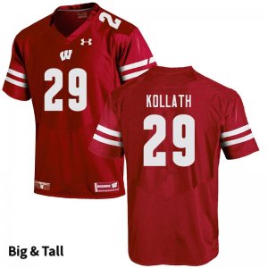 Men's Wisconsin Badgers NCAA #29 Jackson Kollath Red Authentic Under Armour Big & Tall Stitched College Football Jersey XO31P08TC